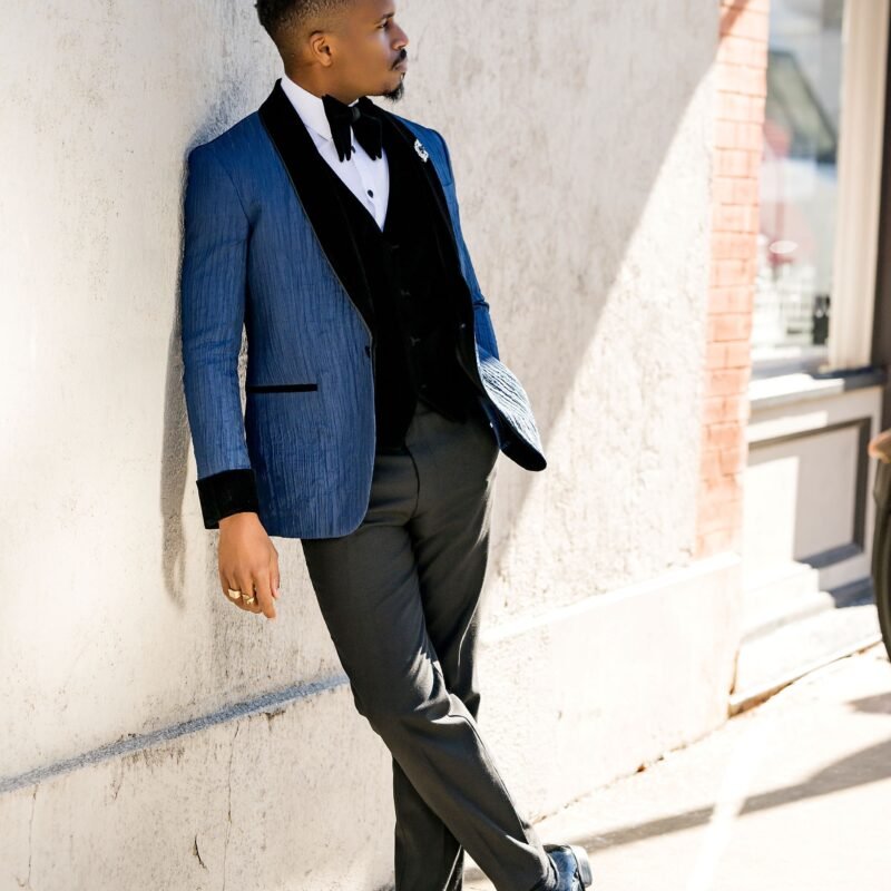 Imperial Blue Depth - Custom Tailored Velvet Shawl Lapel Tuxedo