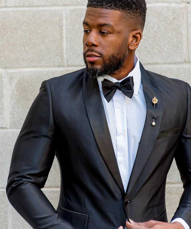 Jet Black Shine – 2 Piece Shawl Collar Tuxedo
