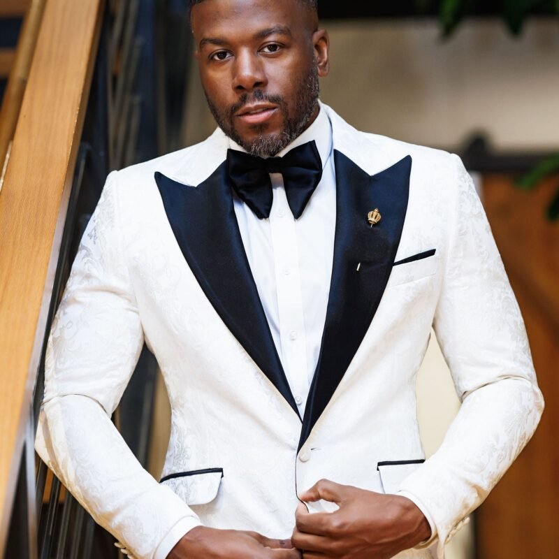 Formally Fly Custom  - 2 Piece Tuxedo - Off White Brocade