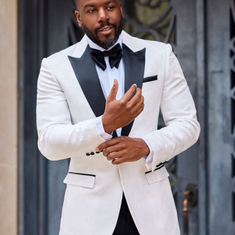 Custom Tailored Black - White Peak Lapel Tuxedo